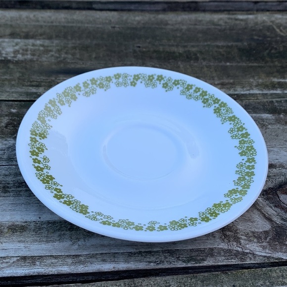 Vintage Corelle Tea Saucer with Green Spring Blossom Pattern Set of 4 - Picture 2 of 5